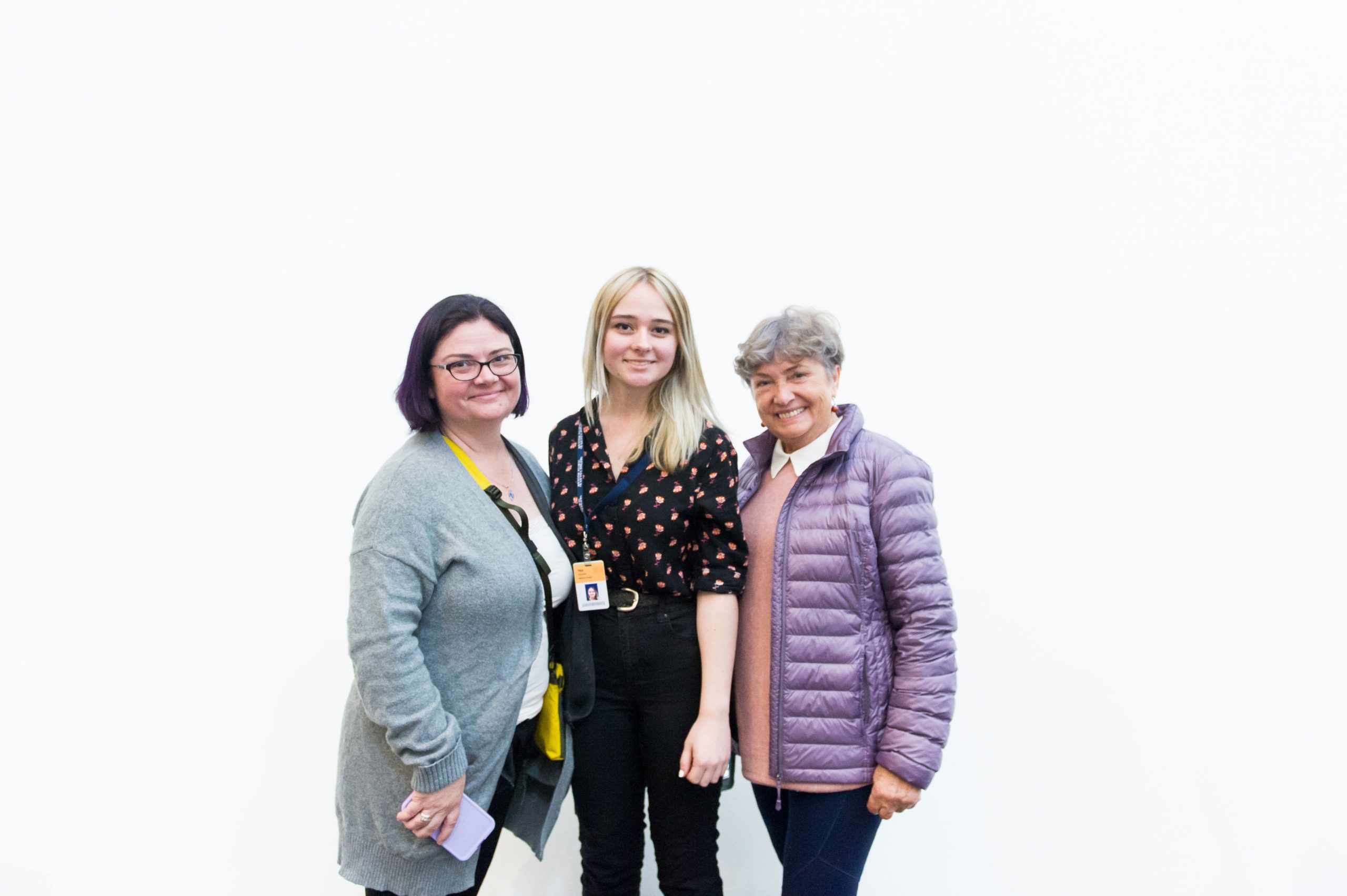Teen Art Connect intern and <em>What We Hold</em> participant Téa Kaplan with her mother and grandmother at the opening reception. Teen Art Connect intern and <em>What We Hold</em> participant Téa Kaplan with her mother and grandmother at the opening reception.